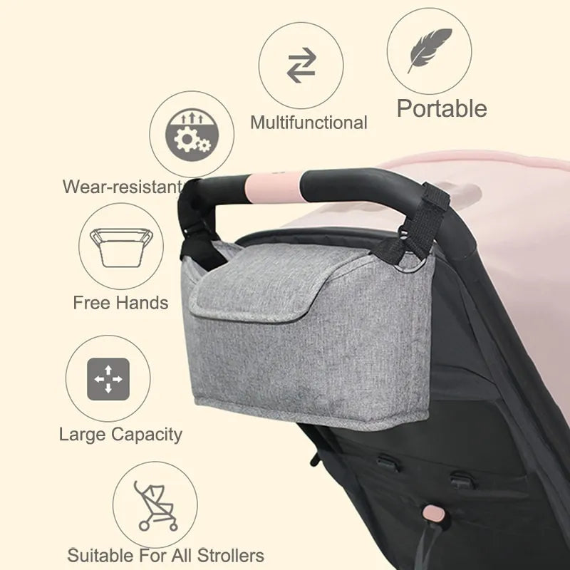 Universal Stroller Organizer–Cup Holder & Essentials Caddy